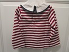 Jacadi Toddler Girl Sailor Red  White Stripe Shirt   New