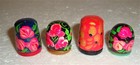 Beautiful Russian Set Of Four Thimbles   Wooden Hand Painted   New