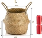 2 Pack Woven Seagrass Plant Basket With Handles  Ideal Wicker Baskets Storage