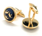 Three Kings Cufflinks Royal Family Palace Estate Cuff Links Blue Enamel Gold