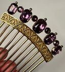 Antique French Empire 4  Ornamental Hair Comb  Tiara  Set W   Large Amethyst
