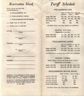 1959  Tariff Schedule   Williamsburg Inn  Virginia   Vintage Brochure