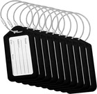 - Luggage Tags - Black  10 Pack - Suitcase Tags With Name Id Card   Heavy-dut   