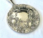 Vtg Silver-plated Hand Vanity Mirror Ornate Repouss   Floral Design Victorian