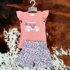 Baby Girls Sibling Embroidery Golf Car Summer Shorts Outfit Kids Clothes
