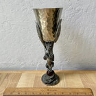 Fellowship Foundry Platinum Dragon Pewter Goblet W  Red Crystal Limited Edition