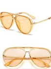 Aviator Sunglasses Amber Transparent Frame Tinted Lenses Nwt Gold Orange