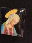 Vintage Signed Limoges Enamel On Copper Madonna Plaque Framed French Art