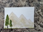 Aceo Original Mixed Media Painting Art Card Mountain View