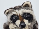 Signed Jen Rinaldi Handmade Wool Needle Felted Realistic Raccoon Figurine