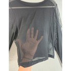 Sheer Mesh Layering Blouse Top Size Xl Black Long Sleeve Cropped Edgy Goth Shirt