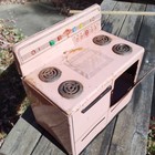 Vintage 1950s Wolverine Play Stove Metal Toy Pink Oven Kitchen  read