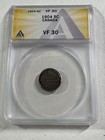 1904 Canada 5 Cents Small Silver Coin Graded Vf 30 By Anacs