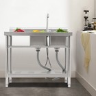 Two Compartment Commercial Kitchen Sink - 201 Stainless Steel For Restaurant