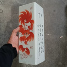 A Pair Nice Chinese Collectable Art Hand Alum Red Porcelain Lion Vase