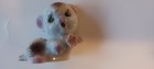 Vintage Japan Sugar Texture Playful Kitten Green Eyes Figurine Pink Flower