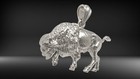 Bison Buffalo Pendant   999 Fine Silver 20mm   Handmade Usa