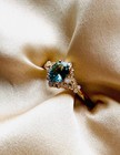 5 50 Ct Oval Cut Natural Teal Sapphire   Diamond Wedding Ring 14k Yellow Gold