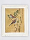 Vtg    2 Signed Jean Beaux    sparrow   Blue Bird    Framed Local Artwork- Rustic