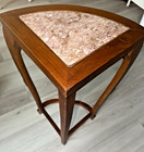 Vintage Genuine Pink Marble   Mahogany Carved Corner Table