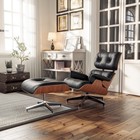 Classic Eams Lounge Chair   Ottoman Swivel Armchair Real Leather Walnut Rosewood