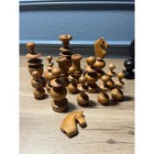 Vintage Wooden Chess Set Black And Natural Wood Pieces Classic Staunton Style