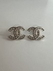 Authentic Chanel Cc Logo Gold Crystal Earrings 2025 New