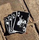 Playing Cards Rodeo Patch Embroidered Iron On Western Poker Cowboy Badge Diy