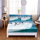 Seafloor Animal Printed 3pcs Fitted Sheet Mattress Cover Fourcorner With Elastic