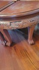 Vtg Antique Chinese Redwood Handcarved Clawfoot 4 Piece Pie Tea Table Stools