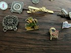 Vintage Lot Lapel Pins Pendants  Army Dog Tag  Rifle Medal  Red Sox  Notre Dame