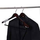 Luxury Wide Shoulder Wooden Hangers 18 Pack With Velvet Bar Smooth Mahogany F   
