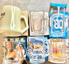 Set Of 6 Japan Vintage 80s Beer Glasses Mug Half Pint Jug Asahi Kirin Sapporo