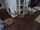 Vintage Antique Ice Cream Parlor Bar Stool Chairs Armed Set Of 3