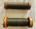 2 Antique Vintage Industrial Wooden Textile Thread Sewing Spools Wood Primative