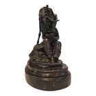 Cowboy Reading A Book W  Horse Bronze Metal Western Sculpture Statue Marble Base