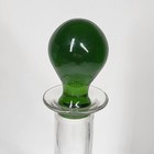 Vintage Art Glass Decanter Bottle Clear Blown Glass W green Stopper