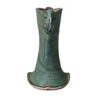 Vintage Mid Century Style Turquoise Ceramic Vase Hand Thrown Flared Art Pottery