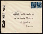 Algeria To Switzerland - 15 Wwii 1943 Censor 2406 With 2  Blue 2 Franc Sc 142