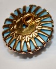 Vintage 1 Millefiore Blue Glass Button Ornate Brass Setting Large Big 21mm