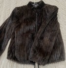 Vintage 1970 Chocolate Brown Real Mink Fur Coat Leather Trim Zipper Size Small