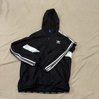 Adidas Boys Sz L 13-14y Black Zip Hooded Classic Windbreaker Jacket