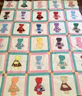 Vtg 1930s Sunbonnet Sue Handmade Appliqued Cotton Quilt Top 75 X 90 - 30 Squares