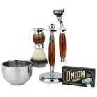 Tiger Eye 5 Pcs Shave Set Shaving Brush Razor Bowl Stand Replacement Blades Kit