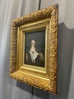 Antique Oil Painting Girl On A Log Portrait 19th C  Victorian Original Frame