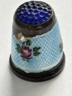 Vintage German Sterling   Enamel Floral Thimble Size 5