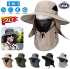 Fishing Hat Uv Sun Protection Wide Brim Hat W  Face Cover   Neck Flap Unisex Usa