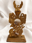 Rare Antique Grand Tour Gilt Bronze Pocket Watch Stand Heraldic Military 19th C