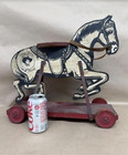 1930s Antique Mengel Tom Mix And Tony Wooden Ride On Pull Toy Wheeled Base Rare