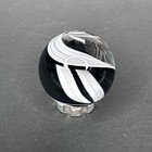Contemporary Handmade Art Glass Marble  98  Black   White Ribbon Twist Swirl Mib